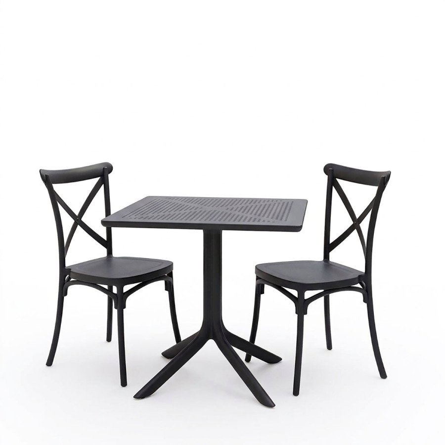 Set ngrënieje Crossie Groovy pakoworld set 3 copë PP antracit 80x80x74cm