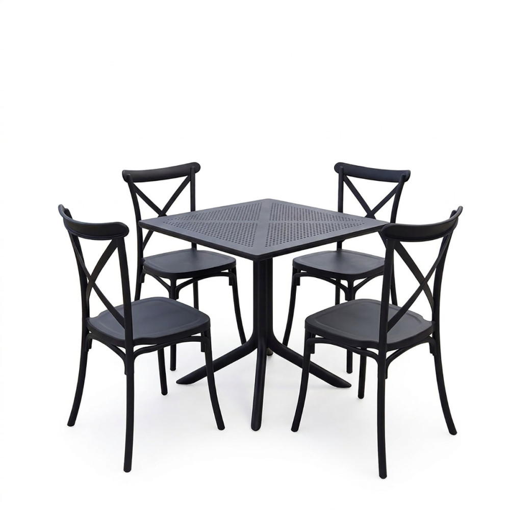 Set ngrënieje Crossie Groovy pakoworld set 5 copë PP antracit 80x80x74cm