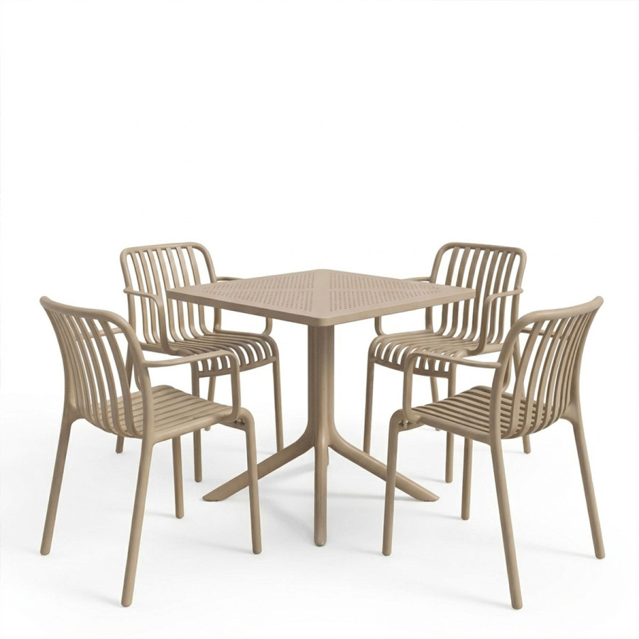 Set ngrënieje Zoi Groovy pakoworld set 5 copë kapuçino PP 80x80x74cm