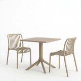 Set ngrënieje Zoi Groovy pakoworld set 3 copë kapuçino PP 80x80x74cm