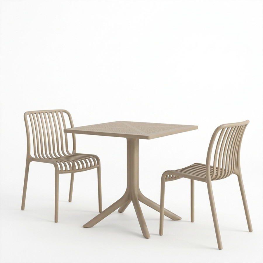 Set ngrënieje Zoi Groovy pakoworld set 3 copë kapuçino PP 80x80x74cm