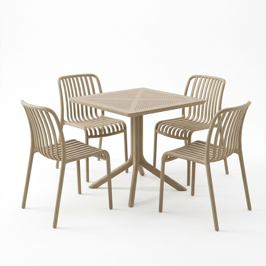 Set ngrënieje Zoi Groovy pakoworld set 5 copë kapuçino PP 80x80x74cm