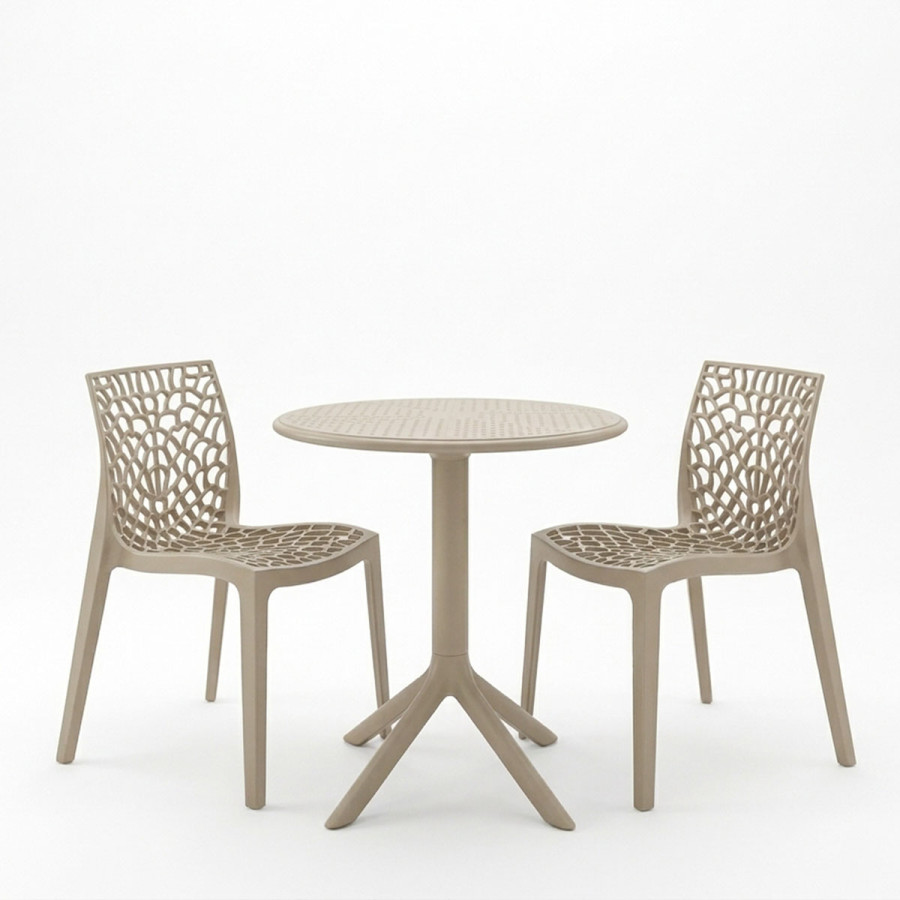 Set ngrënieje Mercon Hush pakoworld set 3 copë kapuçino PP Φ60x75cm