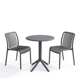 Set ngrënieje Mercon Zoi pakoworld set 3 copë antracit PP Φ60x75cm