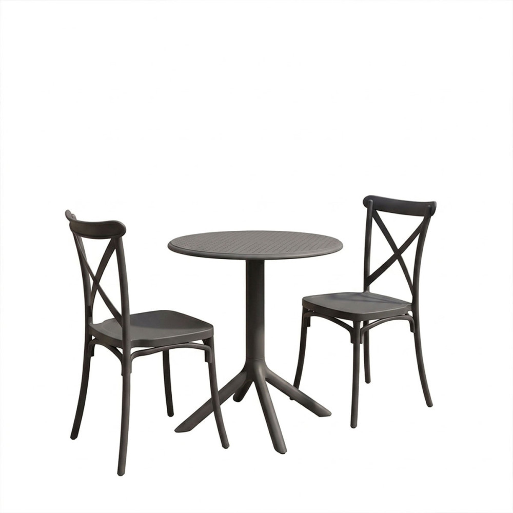 Set ngrënieje Mercon Crossie pakoworld set 3 copë PP antracit Φ60x75cm