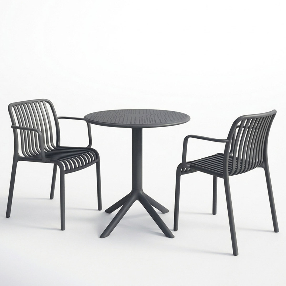 Set ngrënieje Mercon Zoi pakoworld set 3 copë antracit PP Φ60x75cm