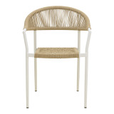 Set ngrënie Dagyn Ammos pakoworld set 7 copë alumin i bardhë me litar PE në nuancë natyrale 180-240x90x76cm