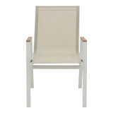 Set ngrënieje Dagyn Azelie pakoworld set 7 copë alumin i bardhë me tekstil bej 180-240x90x76cm