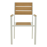 Set ngrënieje Dagyn Breze pakoworld set 7 copë alumin i bardhë me nuancë natyrale 180-240x90x76cm