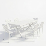 Set ngrënieje Dagyn Vista pakoworld set 7 copë alumini i bardhë 180-240x90x76cm