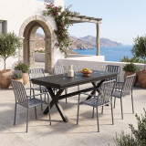 Set ngrënieje Dagyn Vista pakoworld set 7 copë alumini antracit 180-240x90x76cm