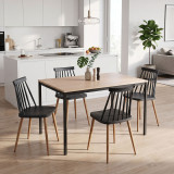 Set ngrënieje me karrige Aurora të zeza dhe tavolinë Faragio e zezë me nuancë natyrale 120x75x75cm Set 5 copë