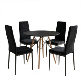 Set ngrënieje me karrige Parker të zeza dhe tavolinë Julita të zezë Ø80x73cm Set me 5 copë