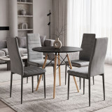 Set ngrënieje me karrige Parker gri dhe tavolinë Julita të zezë Ø80x73cm Set me 5 copë