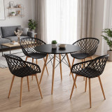 Set ngrënie me kolltuqe Ezra black dhe tavolinë Julita Black Ø80x73cm Set prej 5 copësh