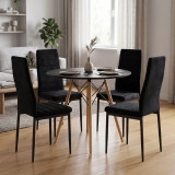 Set ngrënieje me karrige Parker të zeza dhe tavolinë Julita të zezë Ø80x73cm Set me 5 copë