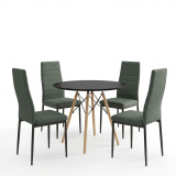 Set ngrënie me karrige Parker anthracite dhe tavolinë Julita Black Ø80x73cm Set prej 5 copësh