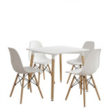 Set ngrënieje me karrige Julita të bardha dhe tavolinë Natali të bardhë 80x80x76cm Set prej 5 copësh