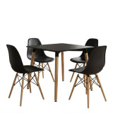 Set Ngrënieje me Karrige Julita e zezë Tavolinë Natali e zezë 80x80x76cm Set prej 5 copësh