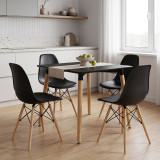 Set Ngrënieje me Karrige Julita e zezë Tavolinë Natali e zezë 80x80x76cm Set prej 5 copësh