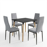 Set ngrënieje me karrige Parker gri Tavolinë Natali e zezë 80x80x76cm Set 5 copësh