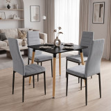 Set ngrënieje me karrige Parker gri Tavolinë Natali e zezë 80x80x76cm Set 5 copësh