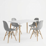 Set ngrënieje me karrige Julita gri Tavolinë Natali e bardhë 80x80x76cm Set 5 copësh