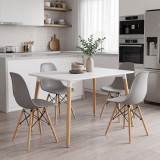 Set ngrënieje me karrige Julita gri Tavolinë Natali e bardhë 80x80x76cm Set 5 copësh