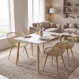 Set ngrënie me kolltuqe Ezra cappuccino tavolinë Natali white 80x80x76cm Set prej 5 copësh