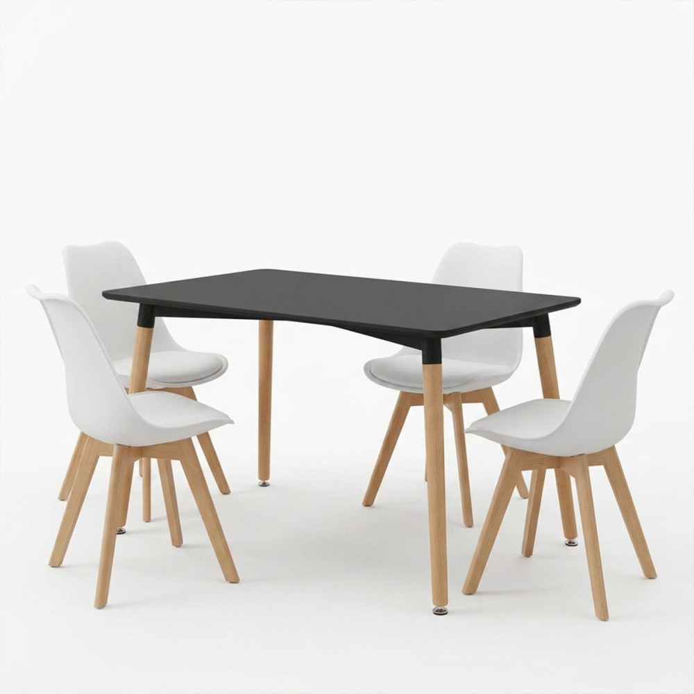 Set ngrënieje me karrige Gaston të zeza dhe tavolinë Natali të zezë 80x80x76cm Set me 5 copë