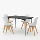 Set ngrënieje me karrige Gaston të zeza dhe tavolinë Natali të zezë 80x80x76cm Set me 5 copë