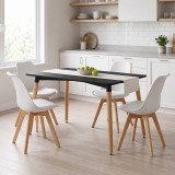 Set ngrënieje me karrige Gaston të zeza dhe tavolinë Natali të zezë 80x80x76cm Set me 5 copë