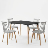 Set ngrënieje Aurora me karrige të bardha dhe tavolinë Natali të zezë 120x80x76cm Set me 5 copë