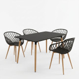 Set ngrënie Ezra me kolltuqe anthracite & tavolinë Natali Black 120x80x76cm Set prej 5 copësh