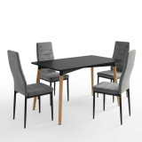 Set ngrënieje Parker me karrige gri dhe tavolinë Natali të zezë 120x80x76cm Set me 5 copë