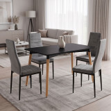 Set ngrënieje Parker me karrige gri dhe tavolinë Natali të zezë 120x80x76cm Set me 5 copë