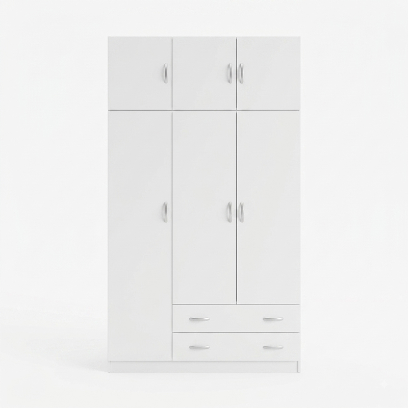 Garderobe me tre dyer me hapesire magazinimi siper Alvia pakoworld e bardhe 150x51x240cm