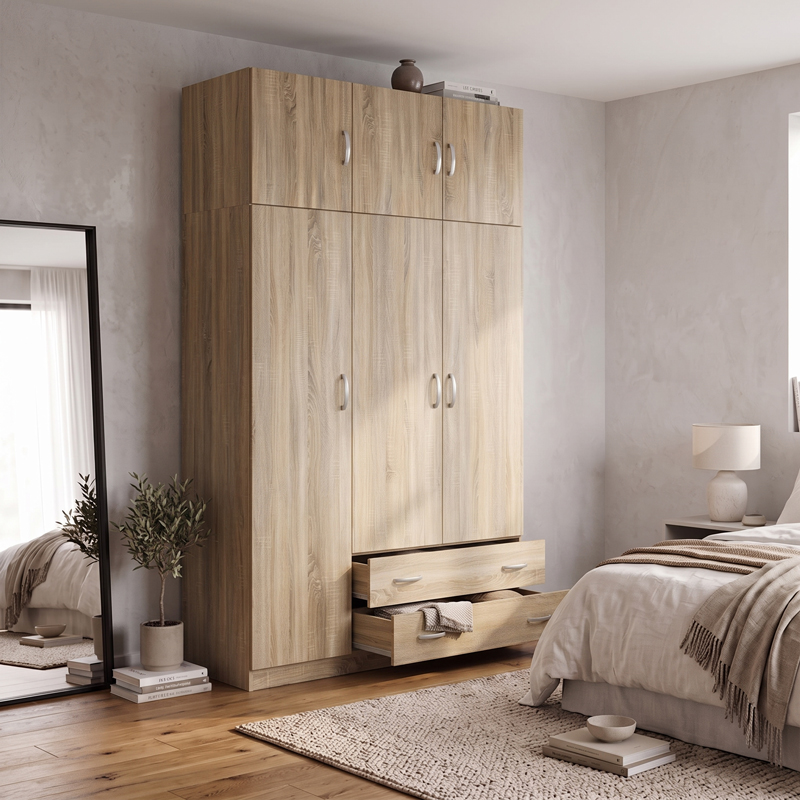 Garderobe me tre dyer me hapesire magazinimi siper Alvia pakoworld sonoma 150x51x240cm