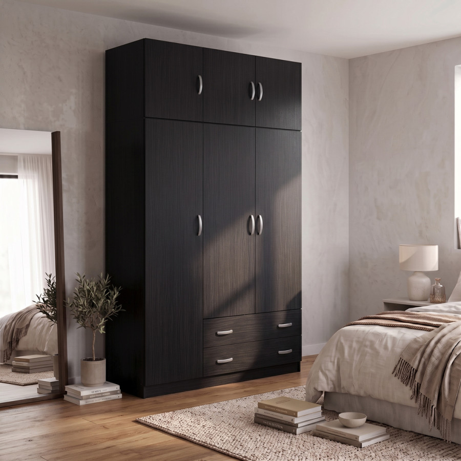 Garderobe me tre dyer me hapesire magazinimi siper Alvia pakoworld wenge 150x51x240cm