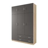 Dollap me tre dyer me hapësirë magazinimi sipër Alvia pakoworld SONOMA me antracit 150x51x240cm
