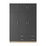Dollap me tre dyer me hapësirë magazinimi sipër Alvia pakoworld SONOMA me antracit 150x51x240cm