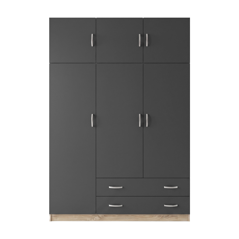 Dollap me tre dyer me hapësirë magazinimi sipër Alvia pakoworld SONOMA me antracit 150x51x240cm