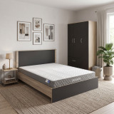 Set dhome gjumi Athos Sonoma-Anthracite me dollap me 3 dyer dhe dyshek Dreamer 160x200cm, set me 3 pjesë