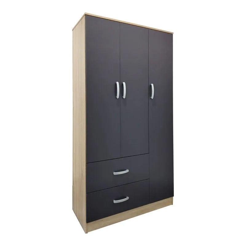 Set dhome gjumi Athos Sonoma-Anthracite me dollap me 3 dyer dhe dyshek Dreamer 160x200cm, set me 3 pjesë