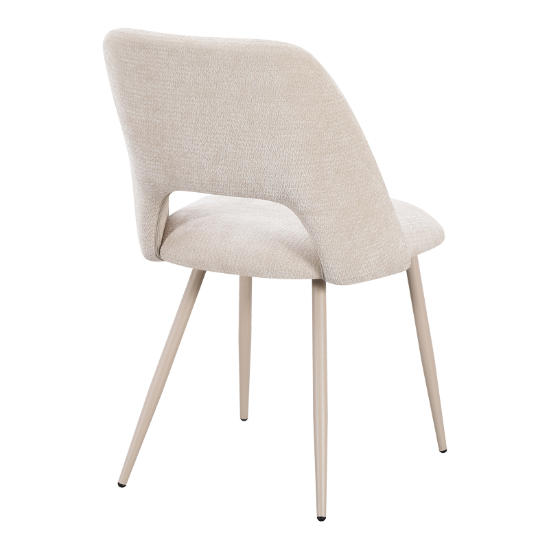 Set ngrënieje me karrige Nelda krem dhe tavolinë Olven me pamje travertini 180x90x75cm Set prej 5 copësh