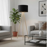 Llambë dyshemeje PWL-1060 pakoworld E27 natyrale-e zezë D38x140cm