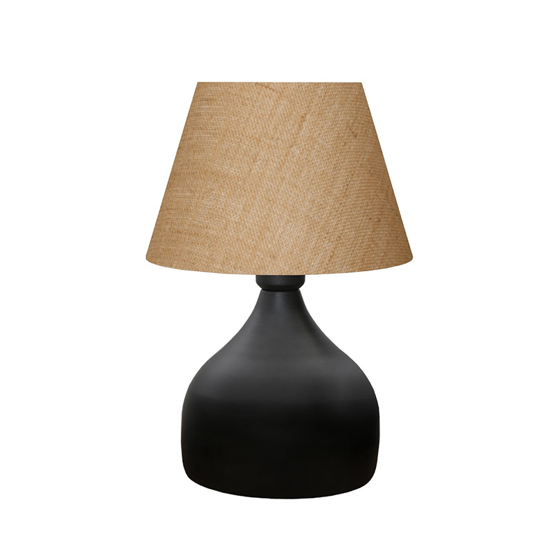 Llamba tavoline PWL-1068 pakoworld E27 juten e zezë-bezhe D22x32cm