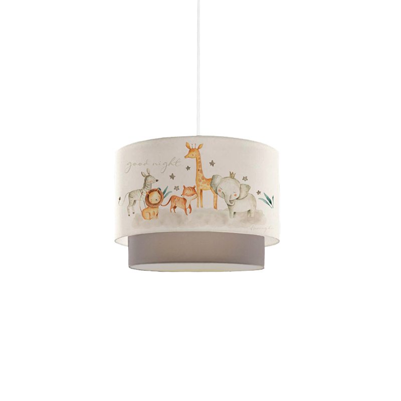 Ndriçues tavani për fëmijë PWL-1097 pakoworld E27 bardhë-gri-portokalli D30x20cm