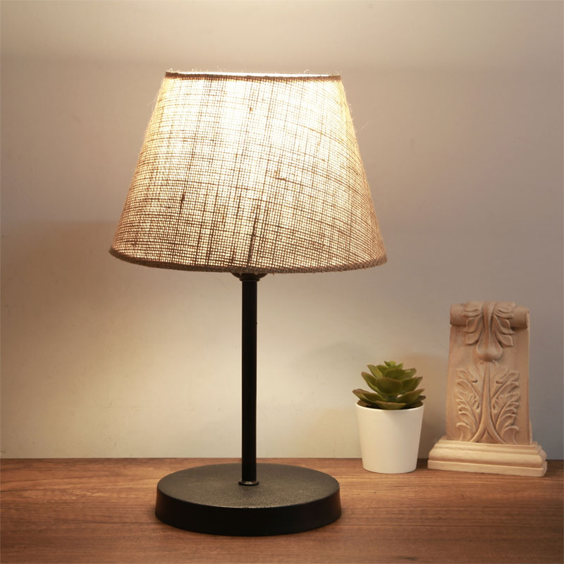Llamba tavoline PWL-1146 pakoworld E27 bezhë-e zezë D22x37cm