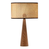 Llamba tavoline Retroa pakoworld dru ahu dhe rattan PE në ngjyrë natyrale D24x38cm